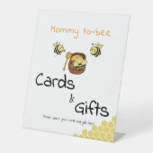 Schattigee kleine honingbij en zoete honing Kaarte Reclamebord Met Voetstuk (Voorkant)