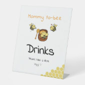 Schattigee kleine honingbij met zoete honingbijen reclamebord met voetstuk (Voorkant)