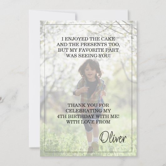 Schattigee kleine jongen foto verjaardag bedankkaa bedankkaart (Voorkant)