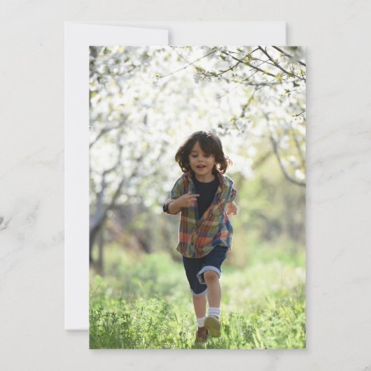 Schattigee kleine jongen foto verjaardag bedankkaa bedankkaart (Achterkant)