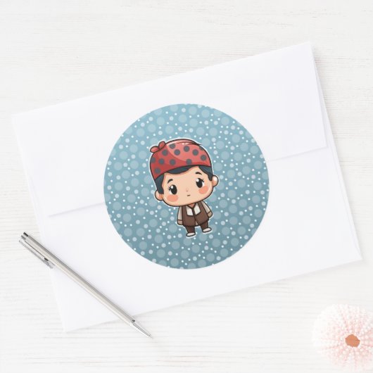 Schattigee kleine jongen sticker (Envelop)