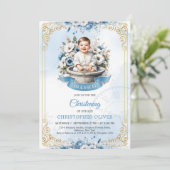 Schattigee kleine jongen stoffige blauwe bloemen g kaart (Staand voorkant)