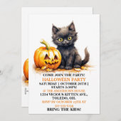 Schattigee kleine kat blij Halloween feestuitnodig Kaart (Voorkant / Achterkant)
