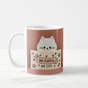 Schattigee Kleine kattenpootafdrukken en koffiebon Koffiemok