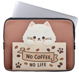 Schattigee Kleine kattenpootafdrukken en koffiebon Laptop Sleeve