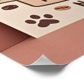 Schattigee Kleine kattenpootafdrukken en koffiebon Poster (Hoek)