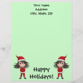 Schattigee kleine kerst elf chibi custom briefhoofd (Voorkant)