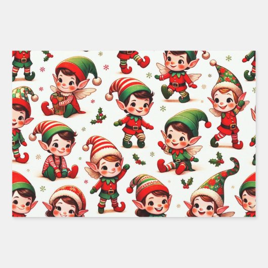 Schattigee kleine kerst elf inpakpapier (Voorkant 2)