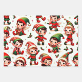 Schattigee kleine kerst elf inpakpapier vel (Voorkant)