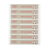 Schattigee kleine kerst Penquin "Vrolijk kerstfees Adreslabel Wikkel (Vel)