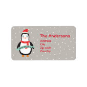 Schattigee kleine kerst Penquin "Vrolijk kerstfees Etiket (Voorkant)