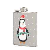 Schattigee kleine kerst Penquin "Vrolijk kerstfees Heupfles (Links)