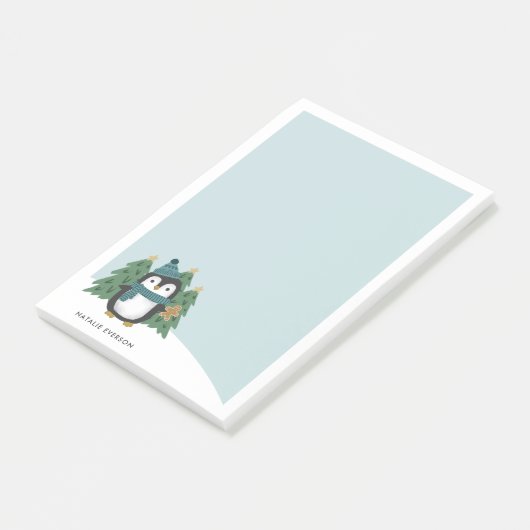 Schattigee kleine kerstpinguïn | Naam Post-it® Notes (Schuin)