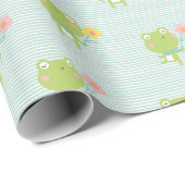 Schattigee kleine kikkertjes met bloemetjes op mun cadeaupapier (Rol Hoek)