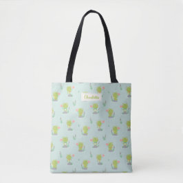 Schattigee kleine kikkertjes met bloemetjes op mun tote bag
