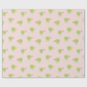 Schattigee kleine kikkertjes met bloemetjes op roz cadeaupapier (Vlak)