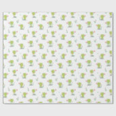 Schattigee kleine kikkertjes met bloemetjes op wit cadeaupapier (Vlak)