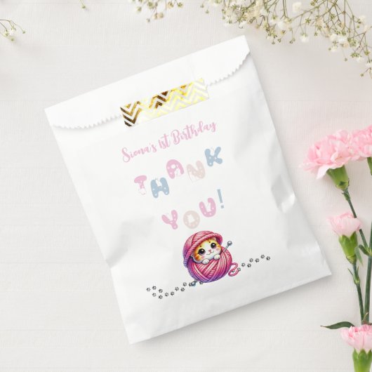 Schattigee kleine kitten 1e verjaardag bedankzakje (Gezegeld)