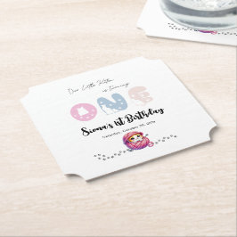 Schattigee kleine kitten 1e verjaardag kartonnen onderzetters