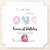 Schattigee kleine kitten 1e verjaardag kartonnen onderzetters (Voorkant)