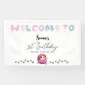 Schattigee kleine kitten 1e verjaardagsfeestje ban spandoek (Horizontaal)