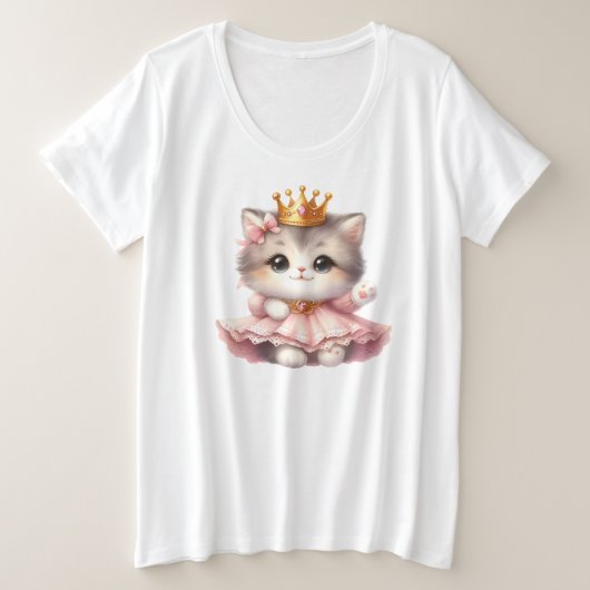 Schattigee kleine Kitten Princess Grote Maat T-shirt (Design voorkant)