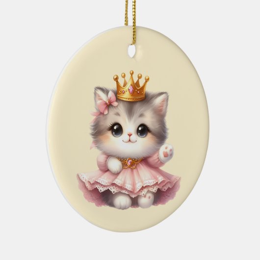 Schattigee kleine Kitten Princess Keramisch Ornament (Rechts)