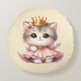 Schattigee kleine Kitten Princess Rond Kussen