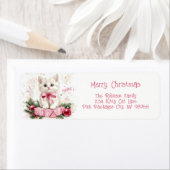 Schattigee Kleine Kitten Roze Kerst Etiket (Insitu)