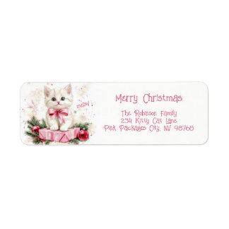 Schattigee Kleine Kitten Roze Kerst Etiket