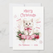 Schattigee Kleine Kitten Roze Kerst Kaart (Voorkant)