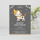 Schattigee kleine kitty kat Baby shower uitnodigin Kaart (Staand voorkant)