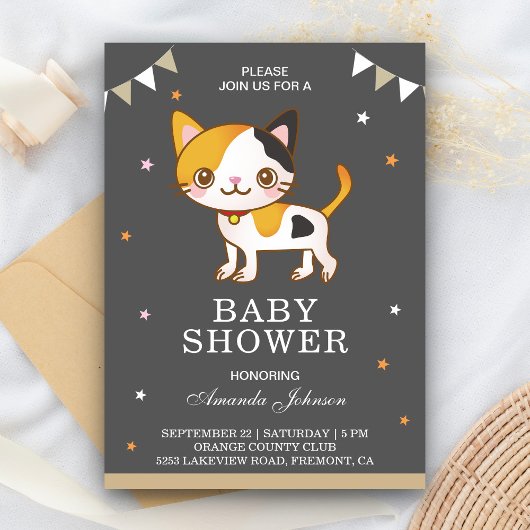 Schattigee kleine kitty kat Baby shower uitnodigin Kaart