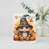 Schattigee kleine kitty kat heks briefkaart (Staand voorkant)