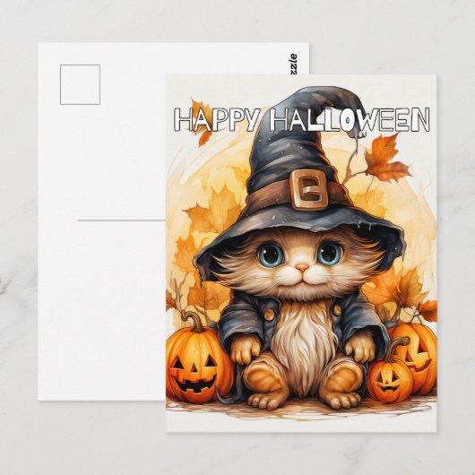 Schattigee kleine kitty kat heks briefkaart (Voorkant / Achterkant)