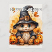 Schattigee kleine kitty kat heks briefkaart (Voorkant)