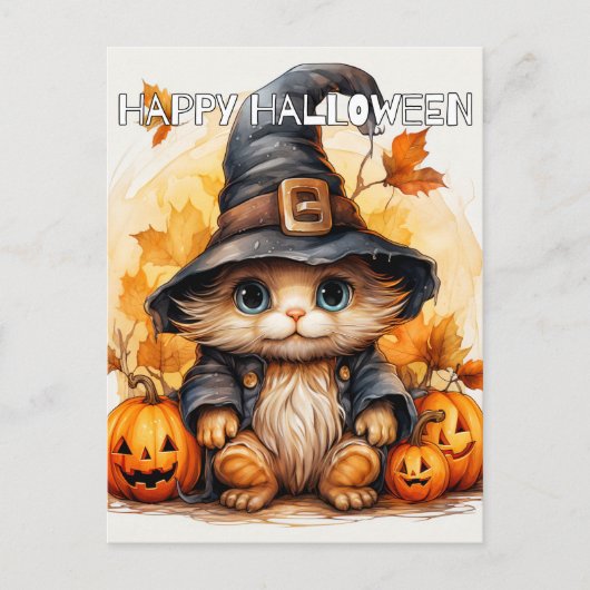 Schattigee kleine kitty kat heks briefkaart (Voorkant)