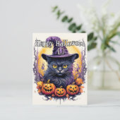 Schattigee kleine kitty kat heks | Halloween Briefkaart (Staand voorkant)