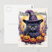 Schattigee kleine kitty kat heks | Halloween Briefkaart (Voorkant / Achterkant)