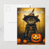 Schattigee kleine kitty kat heks | Happy Halloween Briefkaart (Voorkant / Achterkant)