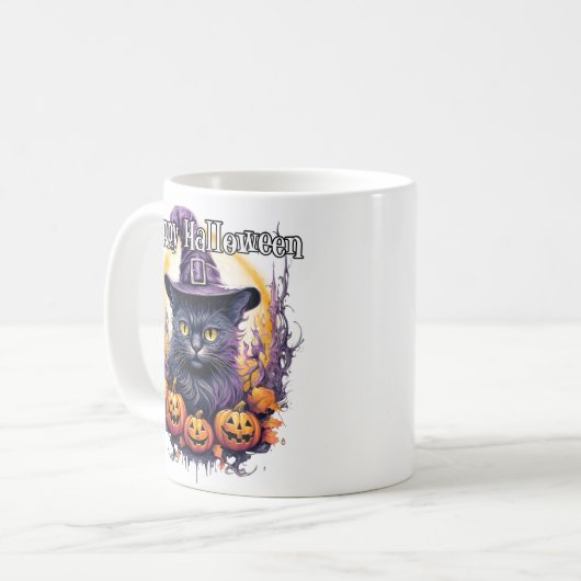 Schattigee kleine kitty kat heks koffiemok (Voorkant links)