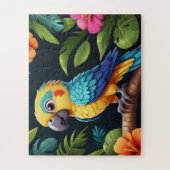 Schattigee kleine kleurrijke papegaai legpuzzel (Verticaal)