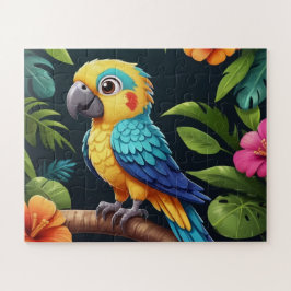 Schattigee kleine kleurrijke papegaai legpuzzel