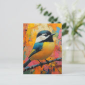 Schattigee kleine kleurrijke vogel briefkaart (Staand voorkant)