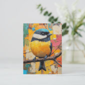 Schattigee Kleine Kleurrijke Vogel op Tak Briefkaart (Staand voorkant)