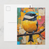 Schattigee Kleine Kleurrijke Vogel op Tak Briefkaart (Voorkant / Achterkant)