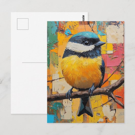 Schattigee Kleine Kleurrijke Vogel op Tak Briefkaart (Voorkant / Achterkant)
