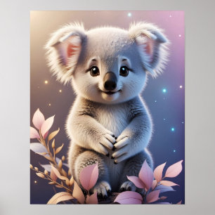 Schattigee kleine Koala Fantasy Dreamy Gradient Poster