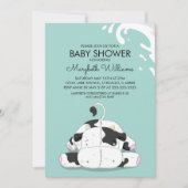 Schattigee Kleine Koe Baby shower Party Invitation Kaart (Voorkant)
