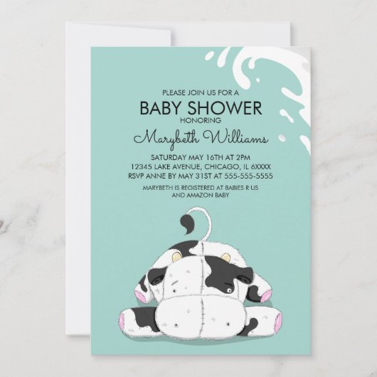 Schattigee Kleine Koe Baby shower Party Invitation Kaart (Voorkant)